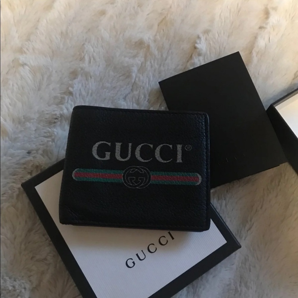 Authentic Gucci Black Pebbled Leather Men's Bifold Wallet Luxury Designer Iconic - Picture 6 of 7